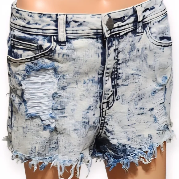 Sneak Peek Light Blue Distressed Jean Shorts. Size L. - Picture 4 of 8